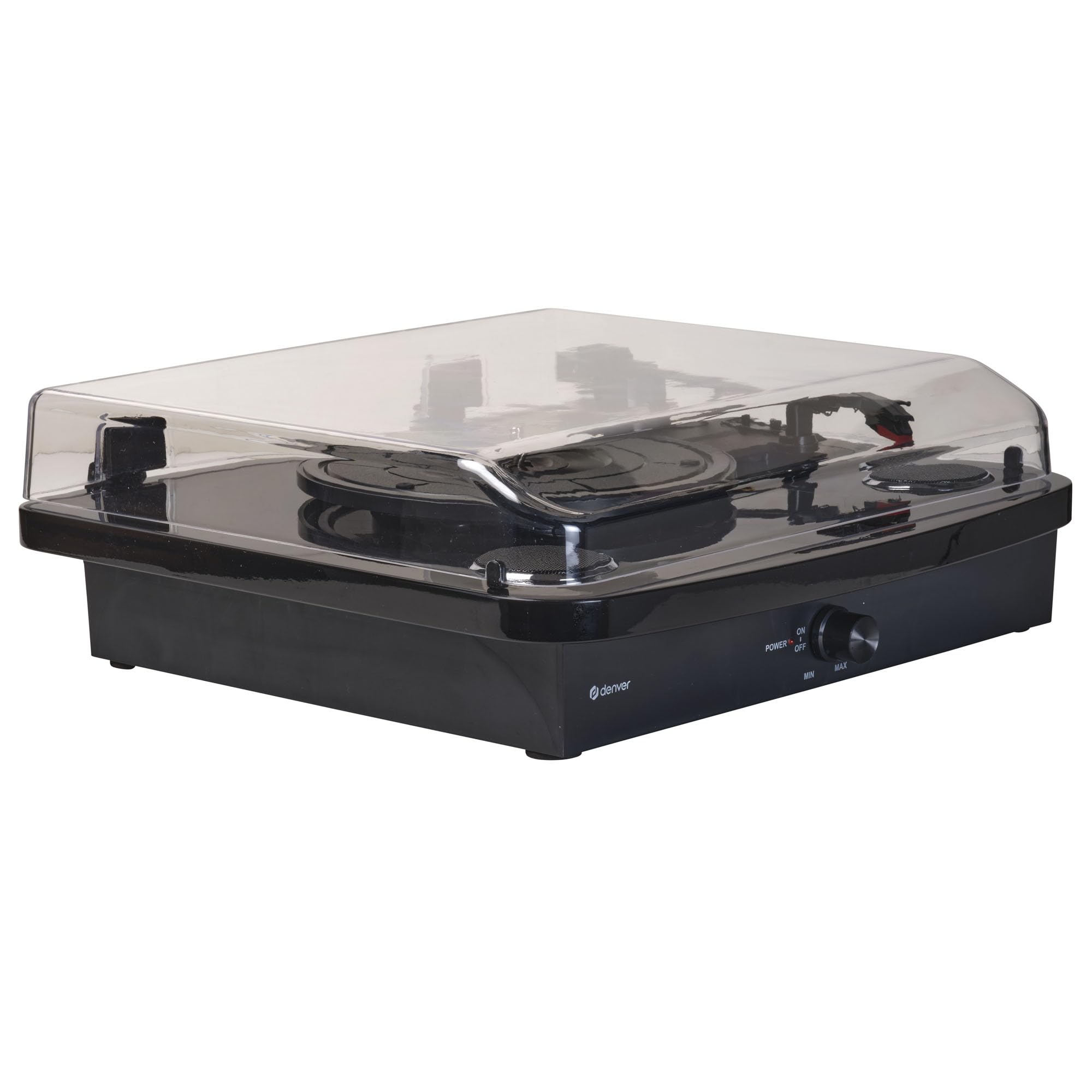 Denver VPL-230B Giradischi Bluetooth per Vinili con Casse Integrate, USB/SD, Registrazione MP3, Phono Out, 33/45/78 RPM, Nero