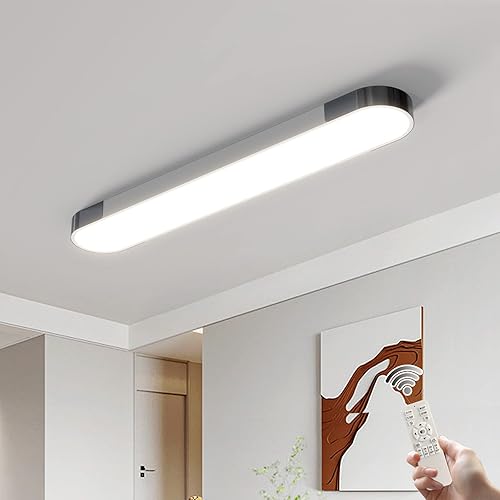 Qcyuui Luces de techo LED regulables, moderna lámpara de techo LED lineal de acrílico de 39.4 pulgadas, montaje semiempotrado, lámpara de