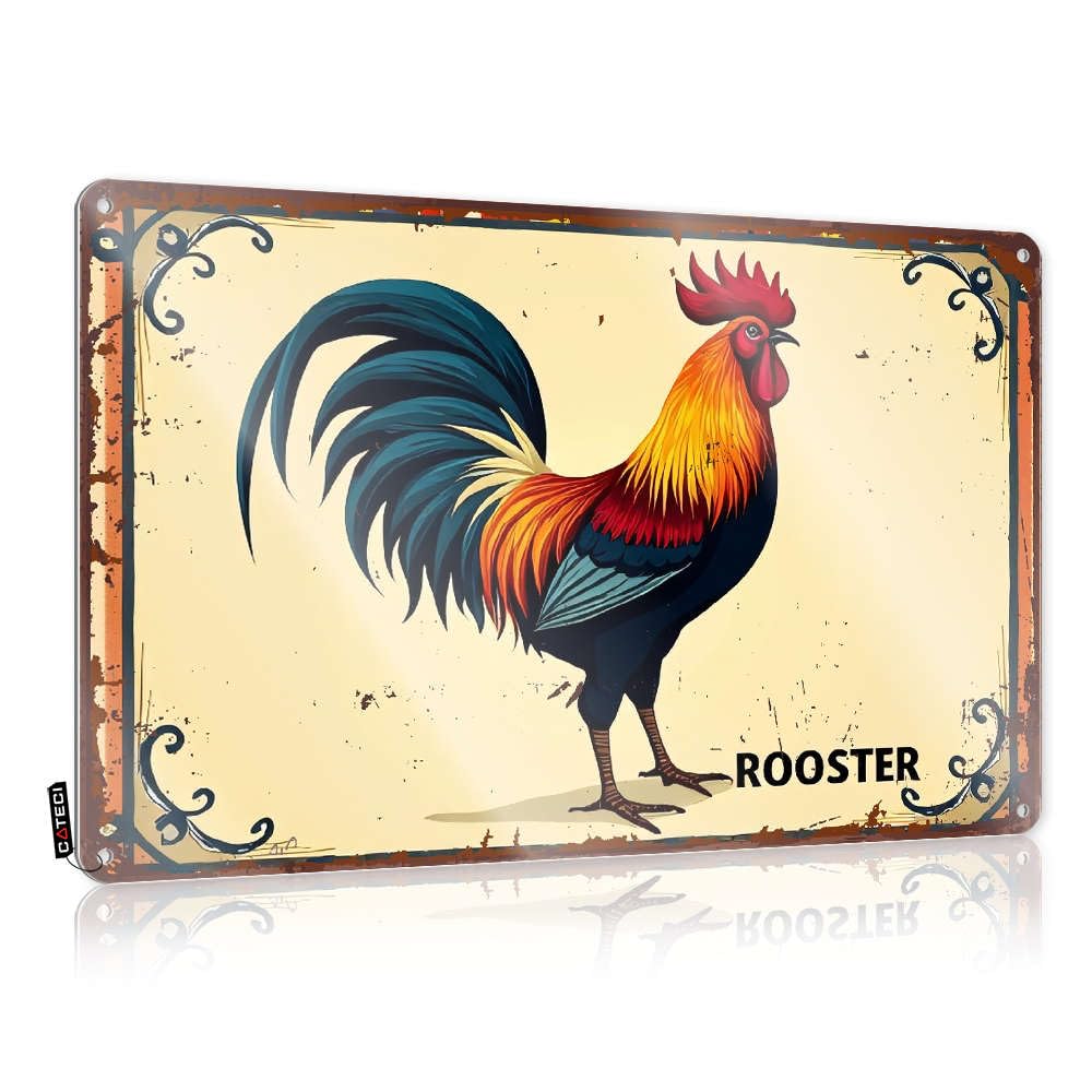 A Colorful Illustration Of A Rooster With Vibrant Feathers. Rules Gorgeous - Print Art Wall Art Decoration(20X30CM)
