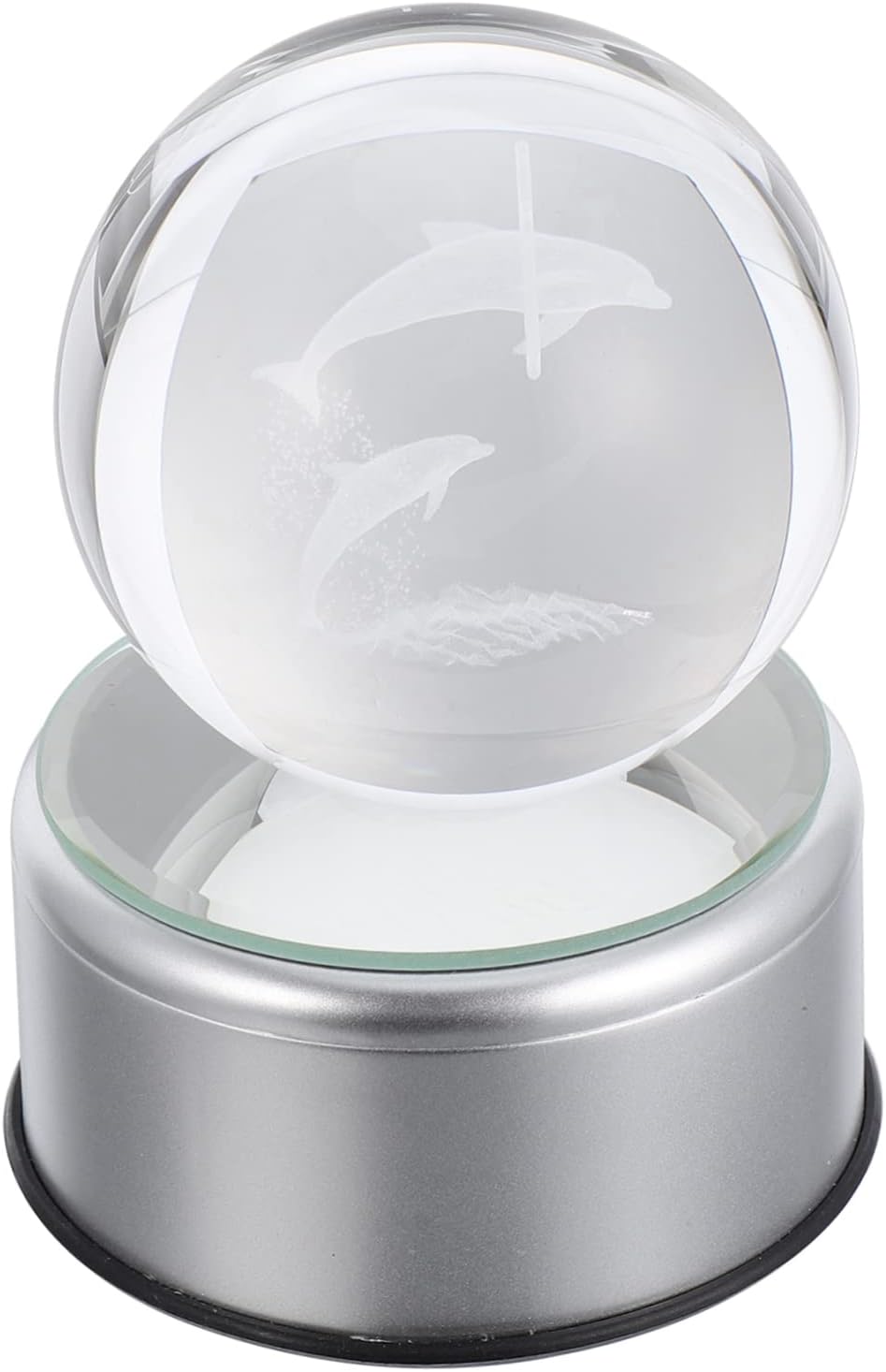 1Pc Dolphin Crystal Ball with Colorful Luminous Light and USB Rotating Base Cartoon Design Desktop Ornament for Home Decor and Crystal Sphere