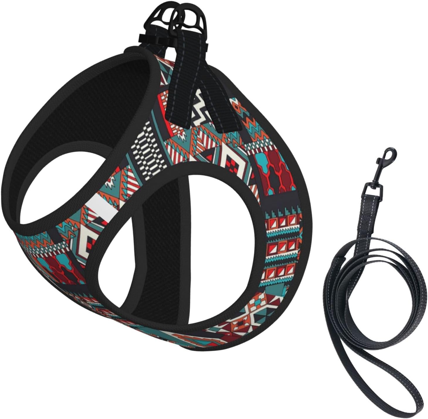 Aztec Style Patterns Pet Vest Small Size Dog Harness and Leash Set, Reflective & Breathable for Puppy Training with Accessories Medium