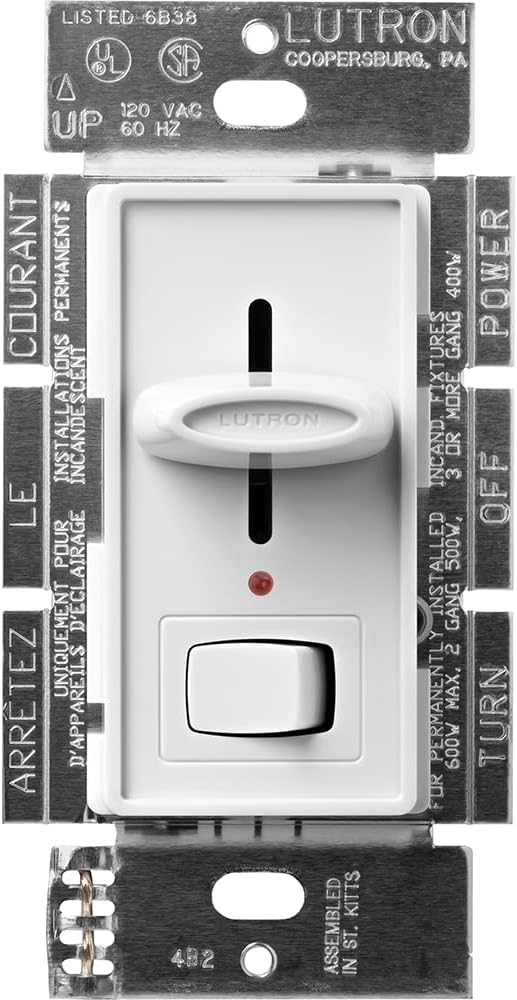 Lutron Skylark Preset Dimmer Switch with Locator Light, 600Watt, SinglePole, S