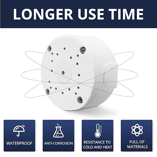 Miniatura 4 de Solo compatible con cámaras bala  Paquete de 12 cajas de conexiones de cámara de seguridad, soporte de montaje impermeable, cable oculto, cubierta