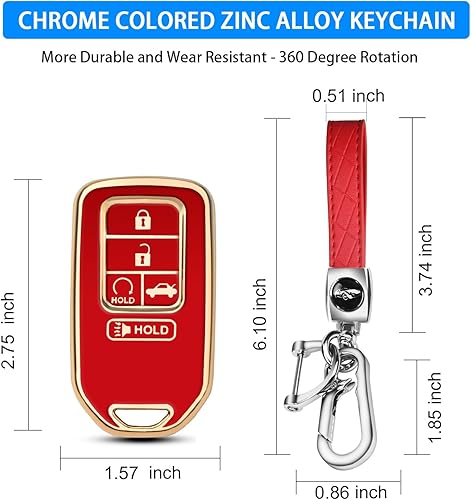 Miniatura 3 de QBUC Funda para llavero Honda con llavero para Honda Accord Civic CR-V CRV Pilot Passport Insight EX EX-L 5 botones