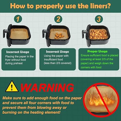 Miniatura 5 de BYKITCHEN Hojas para freidora de aire para parrilla Ninja AG301, Cosori, freidora de aire Gourmia, filtros de papel pergamino cuadrados de 9