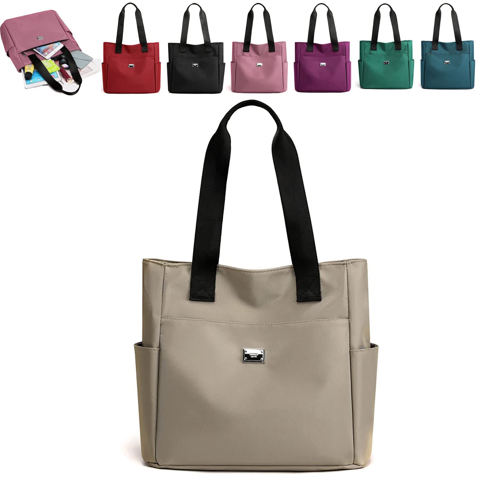 tote bag, Large Capacity Water Repellent Multi Pocket Nylon Shoulder Bag, Travel Crossbody Bags for Women