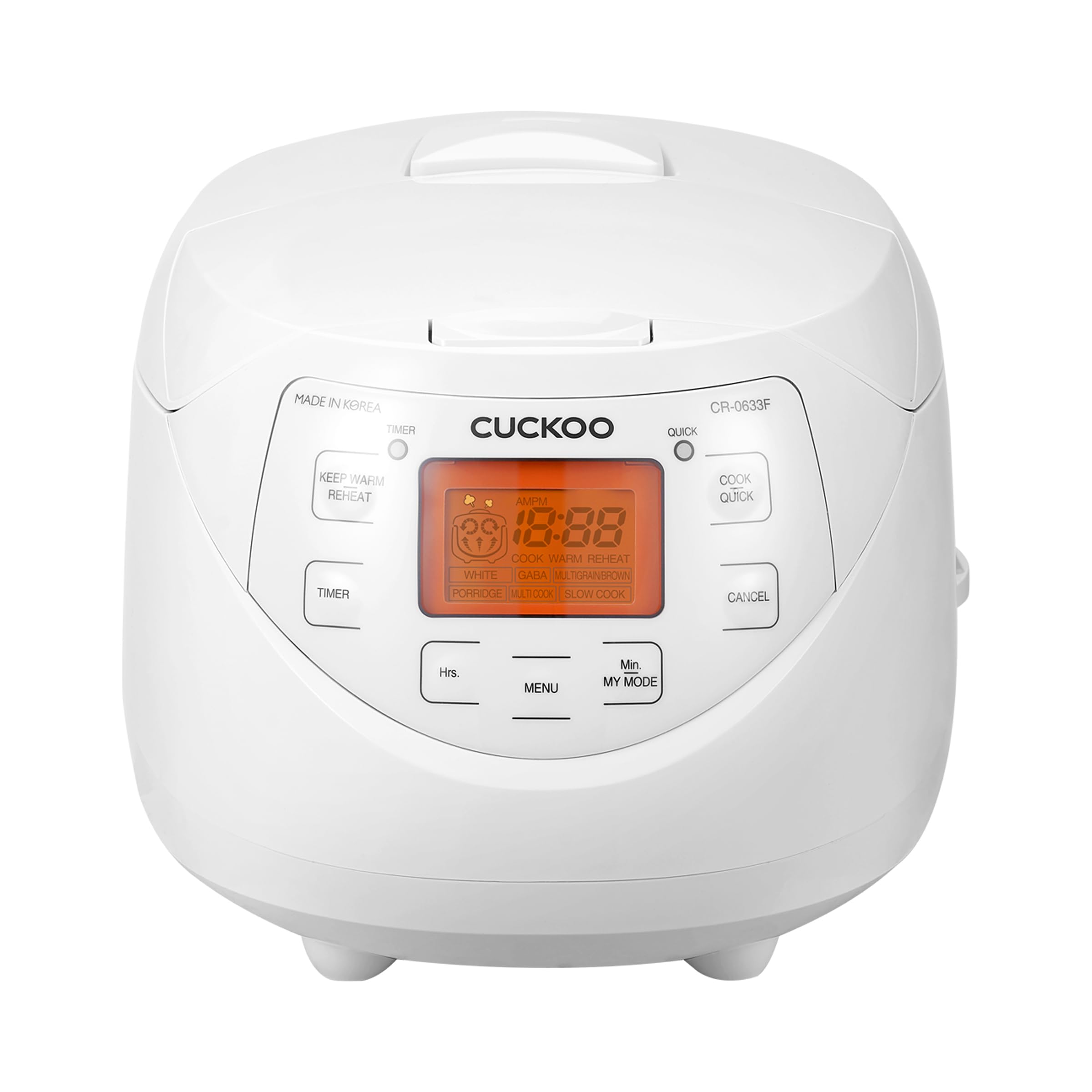CUCKOO CR-0633F | Olla arrocera Micom de 6 tazas (sin cocinar) | 11 opciones de menú: arroz blanco, arroz integral y más, olla interior antiadherente, fabricada en Corea | Blanco
