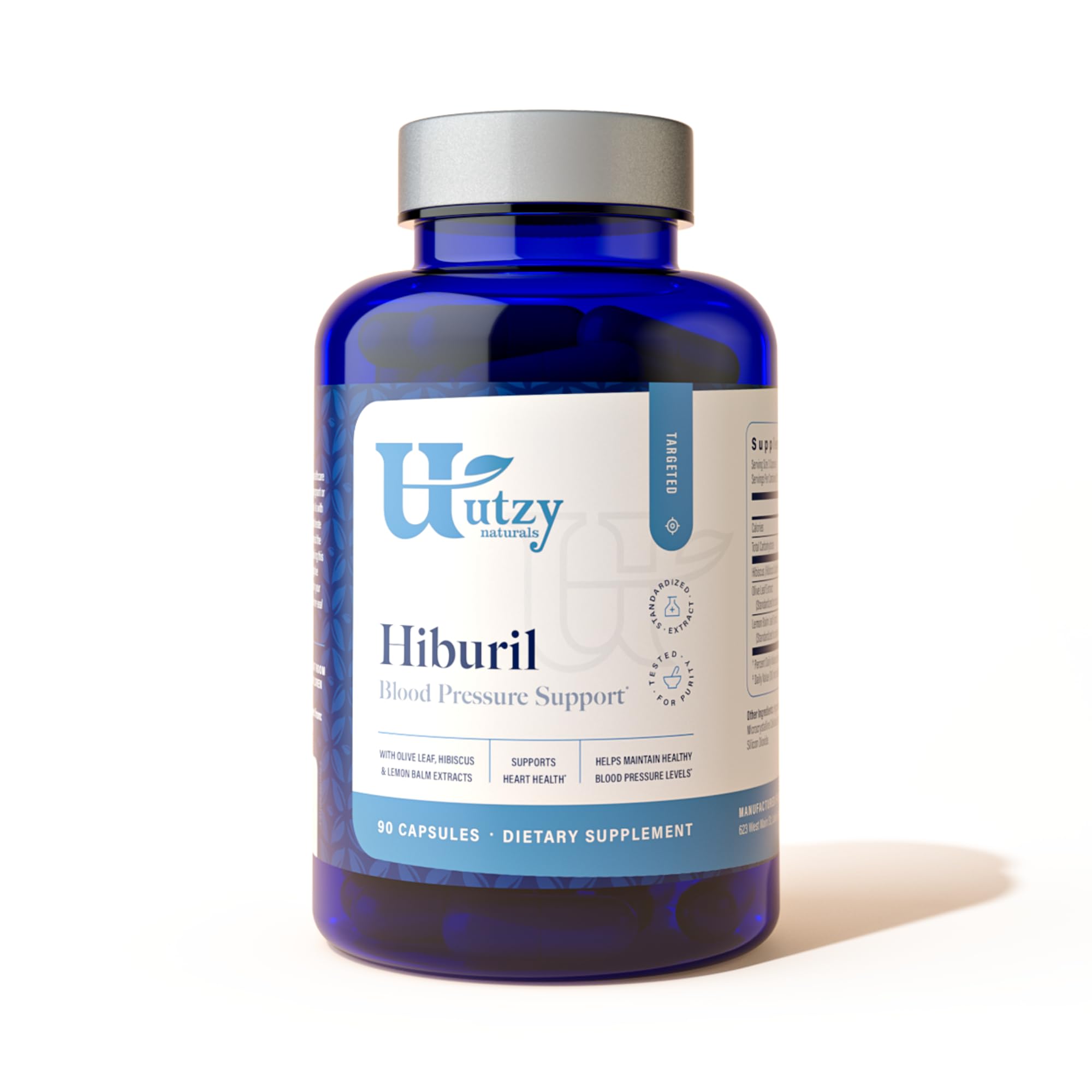 Utzy Naturals Hiburil | with Olive Leaf, Hibiscus, & Lemon Balm Extract | 90 Capsules