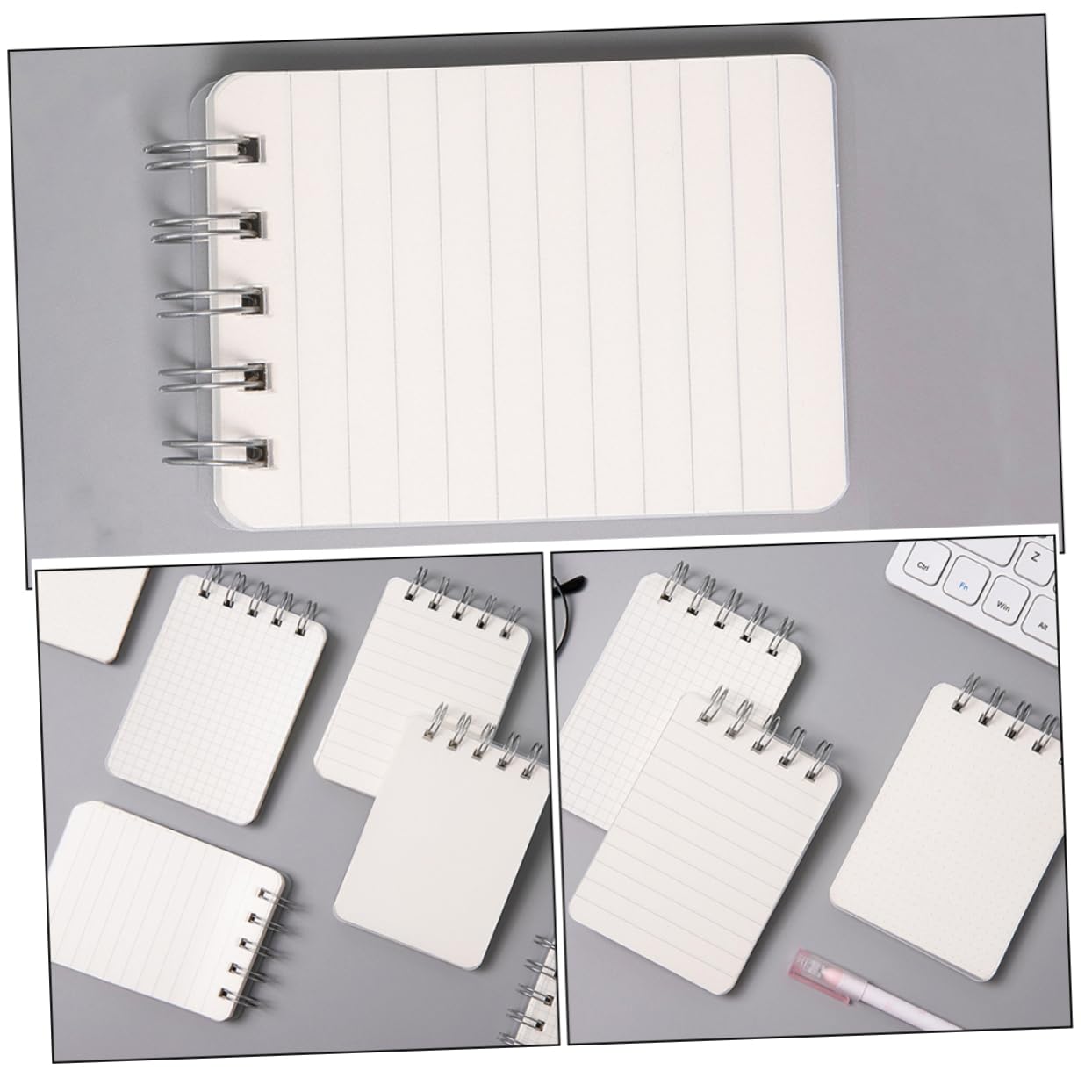 SHINEOFI 5 Ensembles Mini Cahier Des Cahiers De Bureau Carnet De Poche Mini De Bureau Petits Cahiers En Vrac Cahier À Spirale Spirale Blanche Papier 4 Pièces * 5
