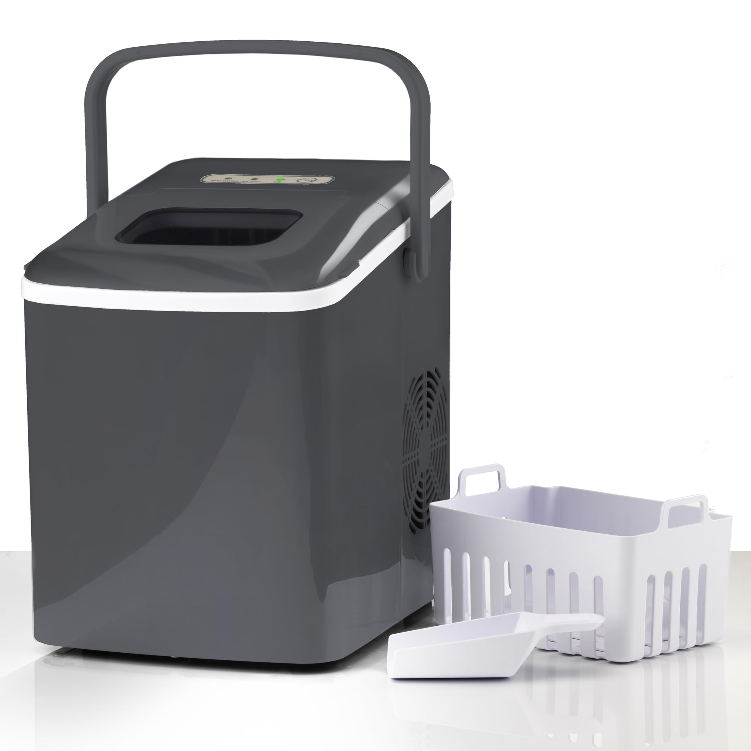 Trebs 99363 - Máquina para hacer cubitos de hielo, 12 kg en 24 horas, depósito de agua de 2 litros, 9 cubitos de hielo por ciclo, apagado automático, accesorios, color negro