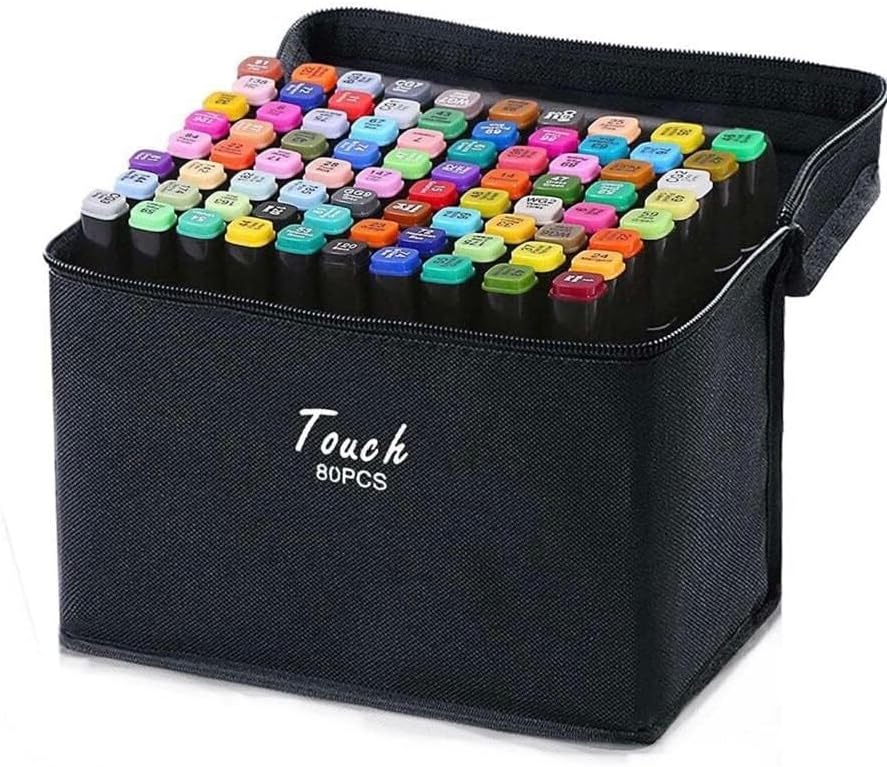 Lemon Life 80Pcs Professional Touch Markers for Art Sketching Manga Waterproof Touch Markers with Pouch