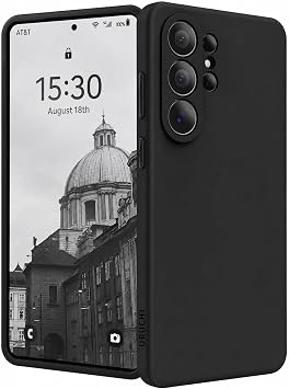 URUCHI Samsung S21 FE Kılıf ile Uyumlu, İnce Sıvı Silikon 3 Katmanlı Tam Kaplamalı Yumuşak Jel Kauçuk Kılıf Kapak, Siyah
