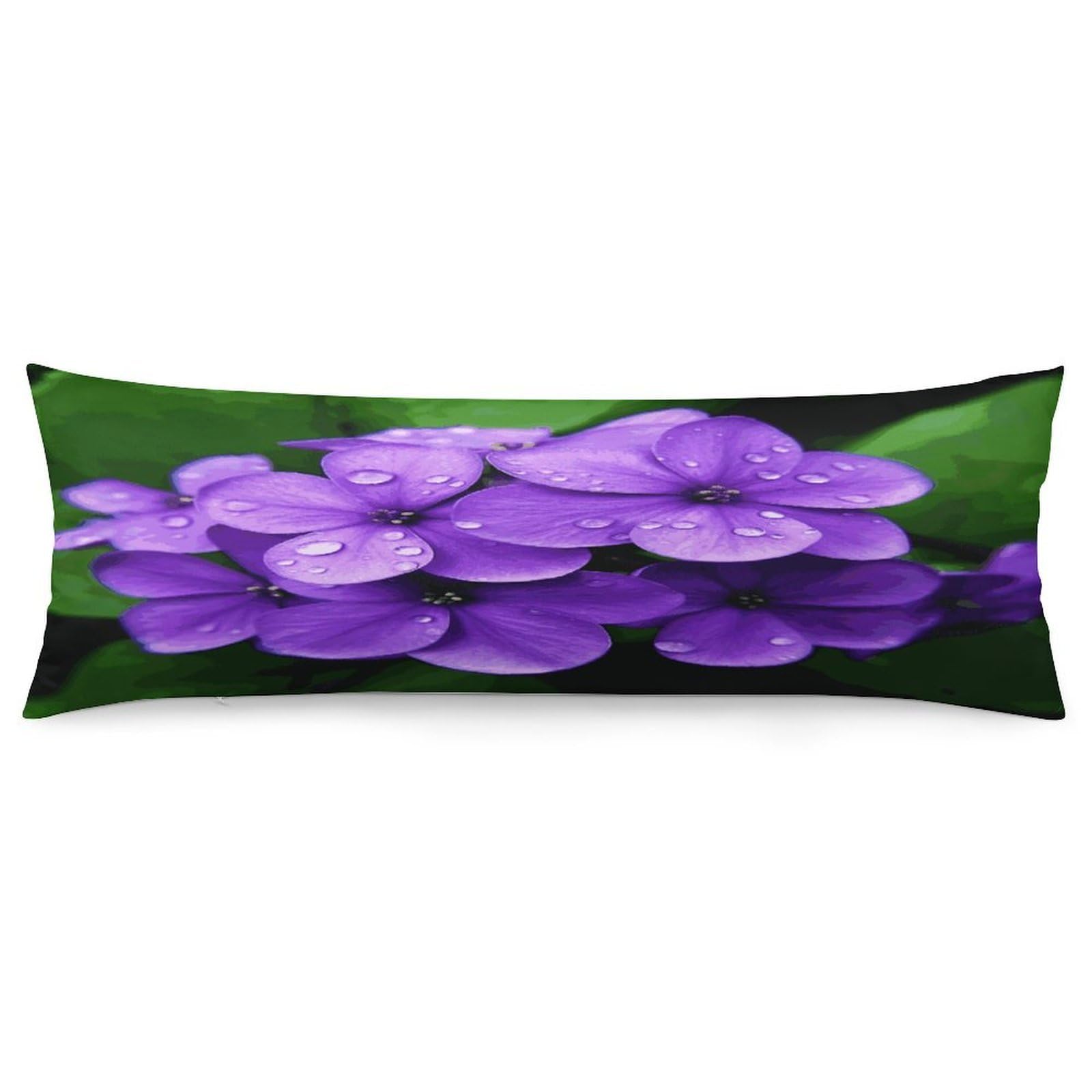 Violet Flower Body Pillowcase Soft Breathable Full Long Pillow Cover 20x54 Inches Polyester Pillow Case with Hidden Zipper Closure for Bedroom Home Decorations