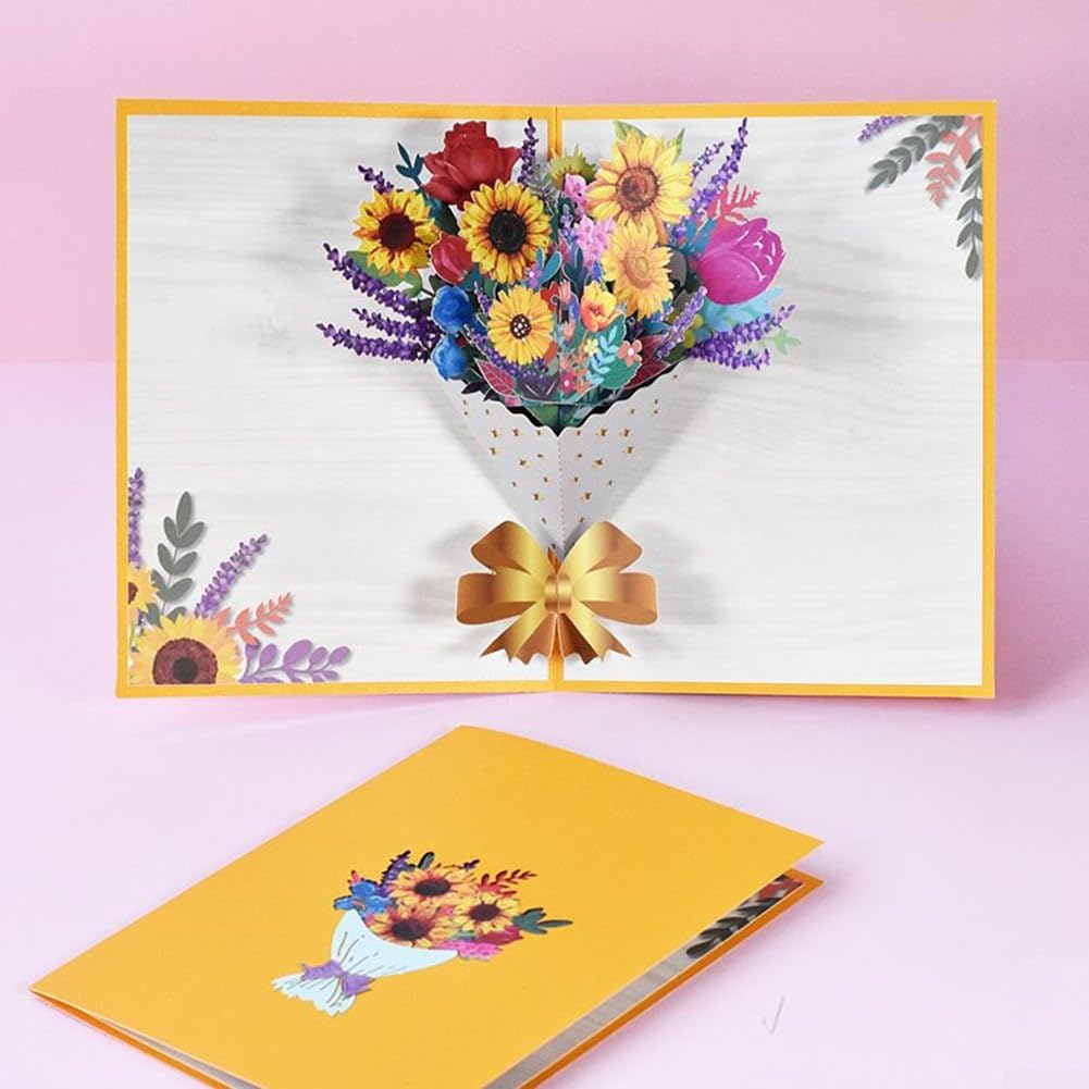 3D Flower Bouquet Up Greeting Cards, Birthday Wishes Card, Mothers Day s (4)