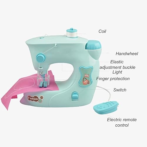 Miniatura 5 de Juego de máquina de coser para niños, kit de máquina de coser de simulación eléctrica para niños con regla de enhebrador de agujas para más de 3 años