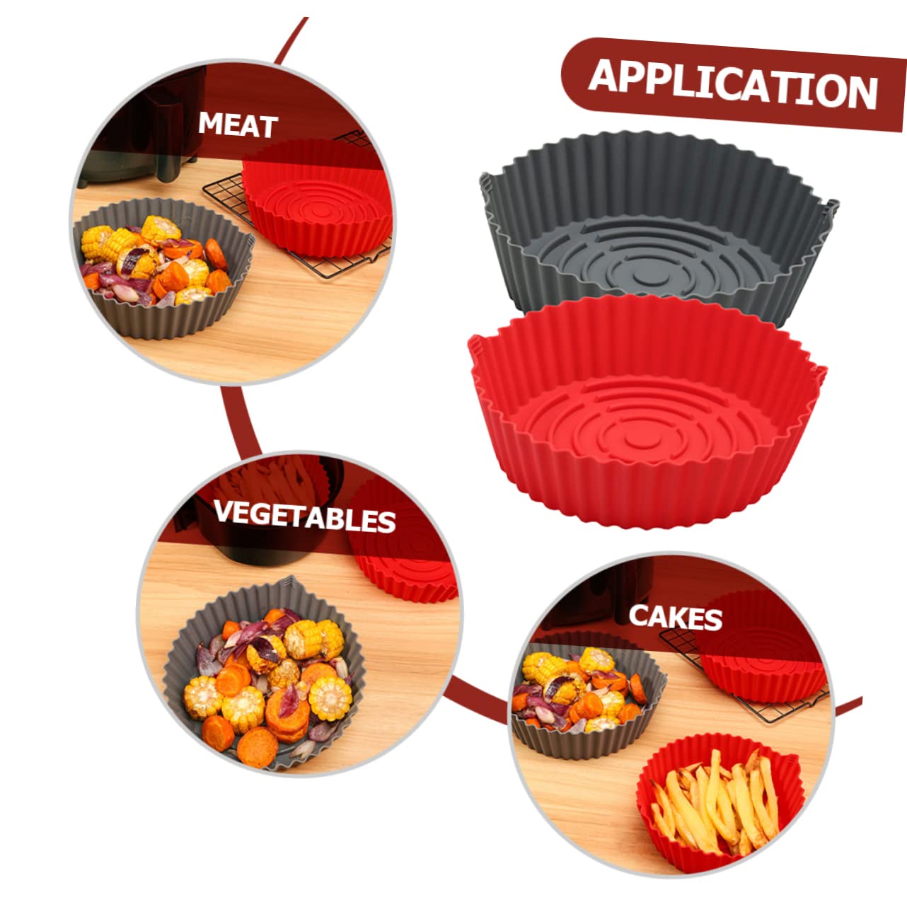 Zerodeko 2pcs Reusable Silicone Pot Liner Non-stick Baking Liners for Air Fryers Kitchen Cooking for Snacks Chicken Wings Easy Cleanup