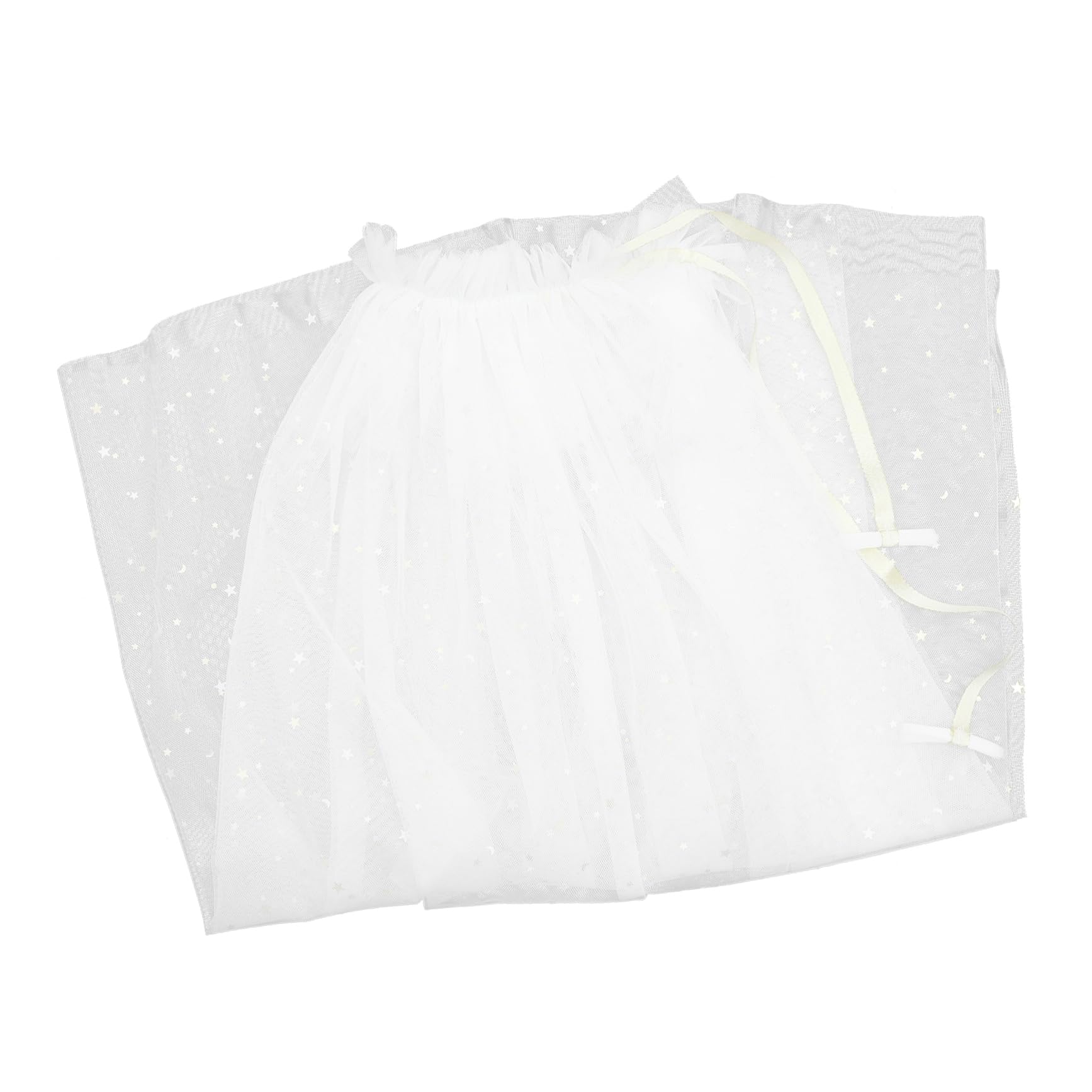 IMIKEYA Mantello Bianco Decorativo per Bambine in Poliestere e Cotone, Leggero e Traspirante, per Feste in Maschera e Eventi a Tema