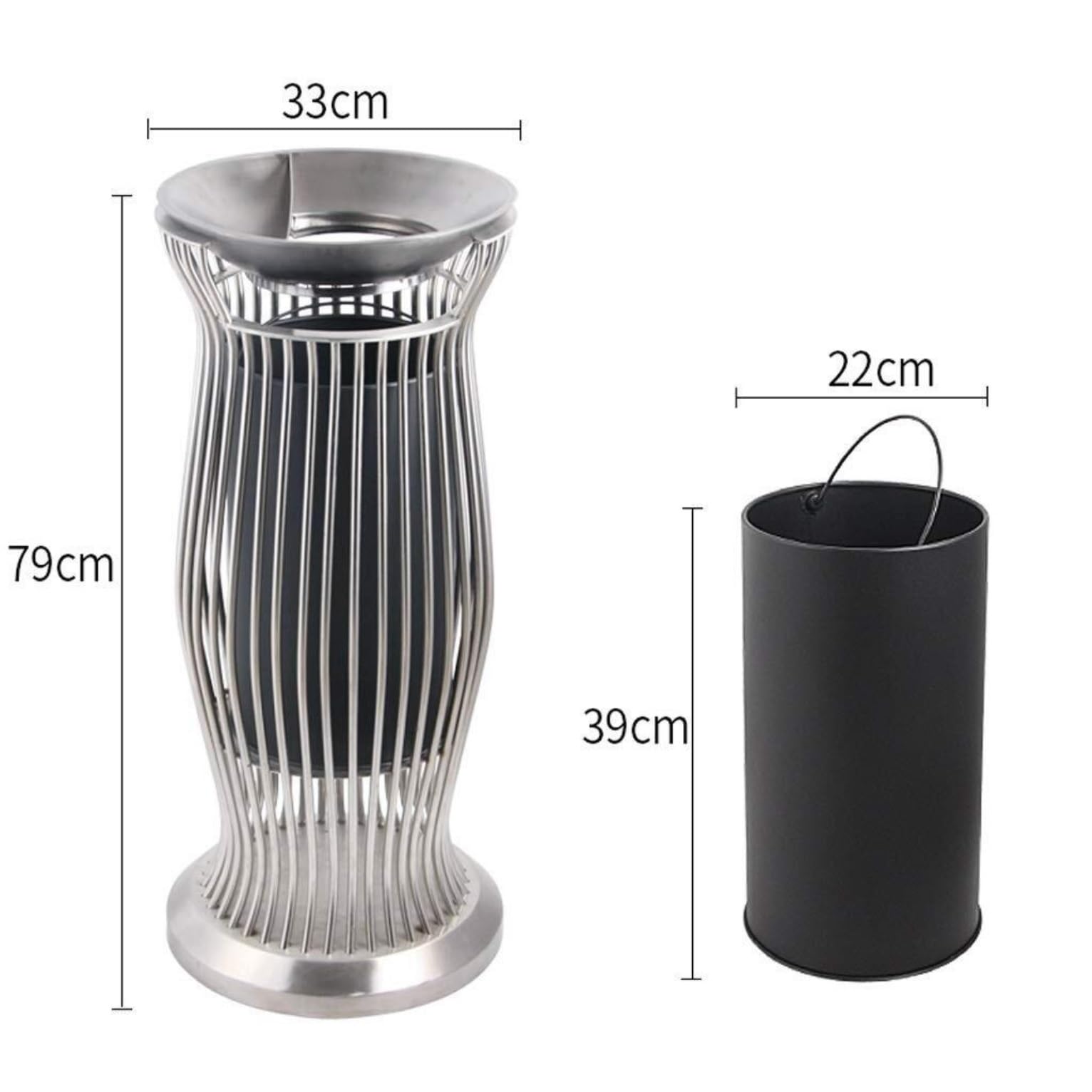 Cubo Acero Inoxidable Exterior Cubo Basura Vertical Acero Inoxidable  Nisorpa - 94 Cm - Con Llave - Interior/Exterior - Para Hoteles Y  Restaurantes Sistema Basura Higienico, image size:1532x1532