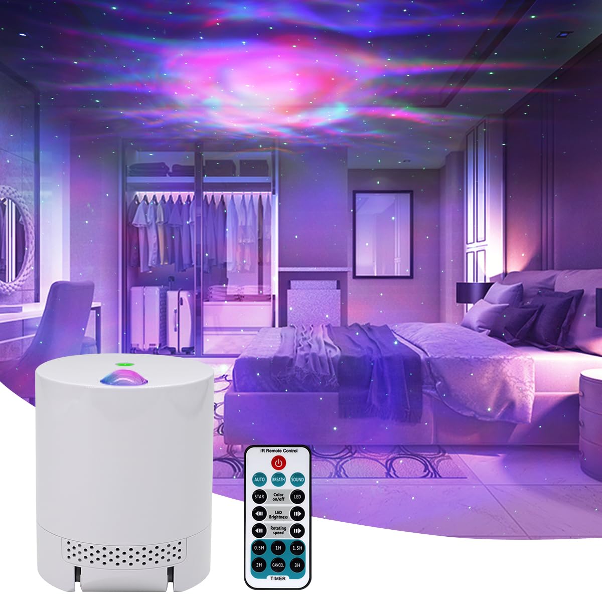 CAIYUE Lampada Proiettore Stelle, squisita luce notturna per bambini, Proiettore Stellare con telecomando, con velocità e luminosità Regolabili.Compleanni, feste, Natale,Regali,Decorazioni