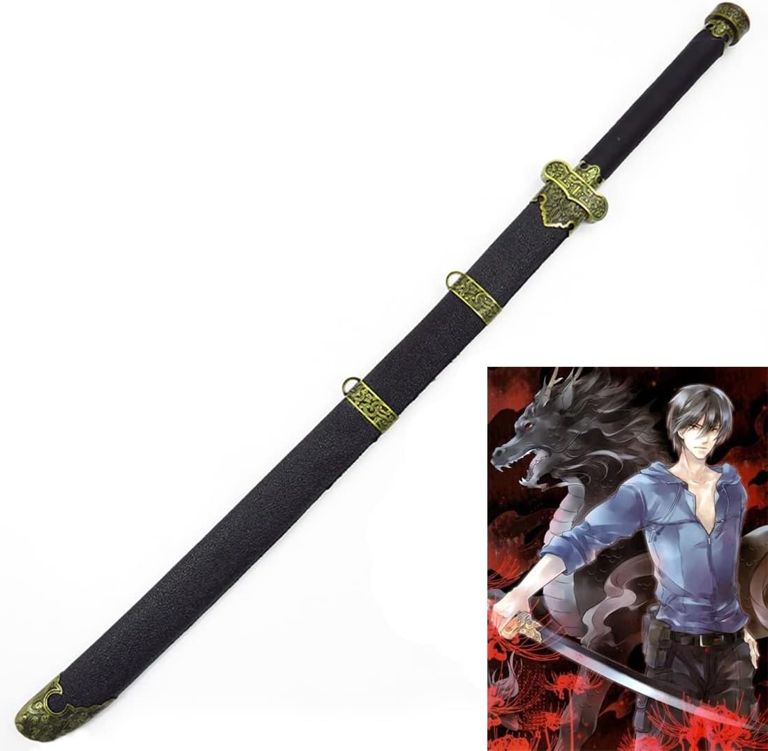 LLYLAY Espada de Juguete de Madera, DAO MU BI JI,Cos Zhang Qiling, Espada de Madera, Modelo de Arma de Cosplay, Katana Blade Prop, Cuchillo de Oro Negro, para Arma Decorativa