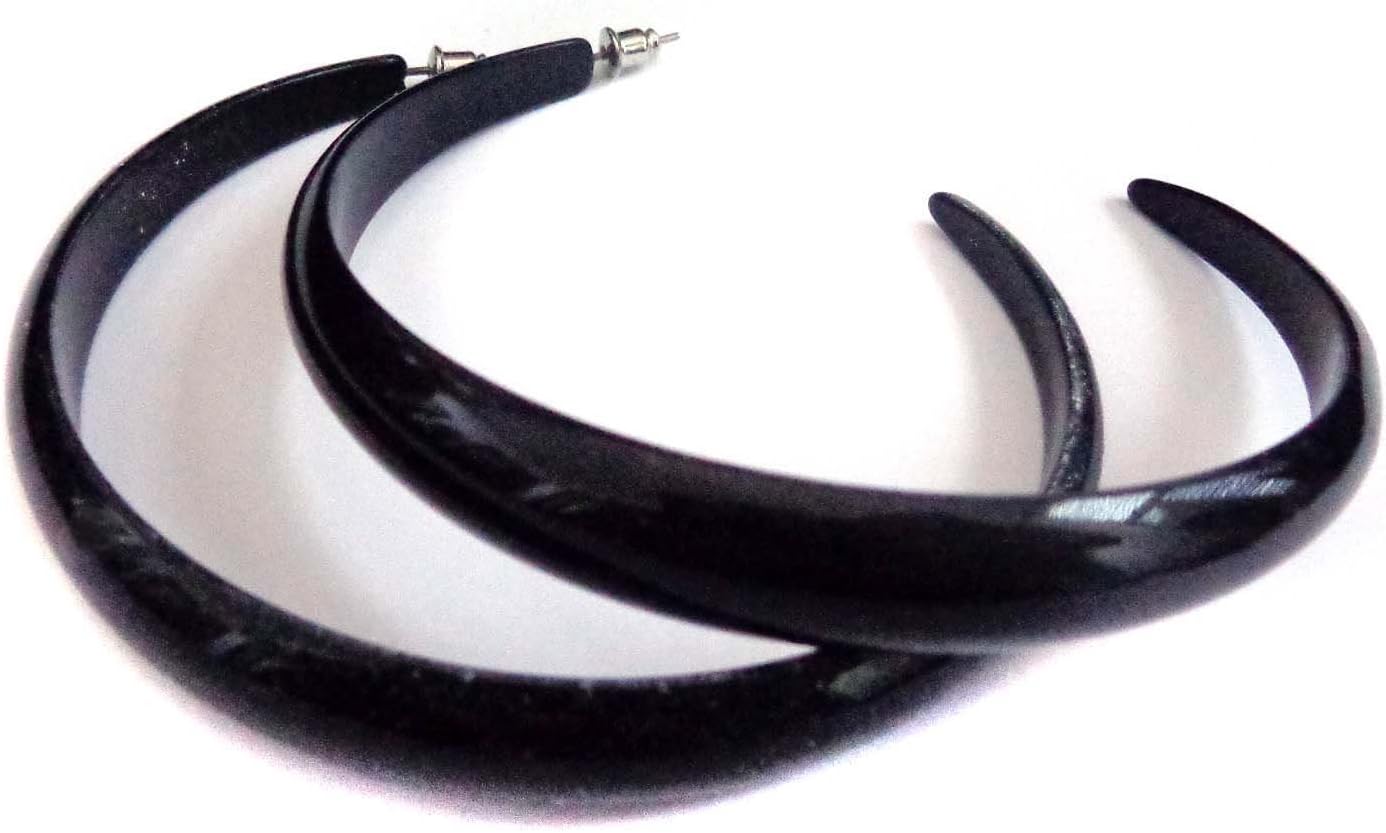 Large Black Hoop Earrings Thick Hoop Earrings Black Hoops 2.75 Inch Hoop