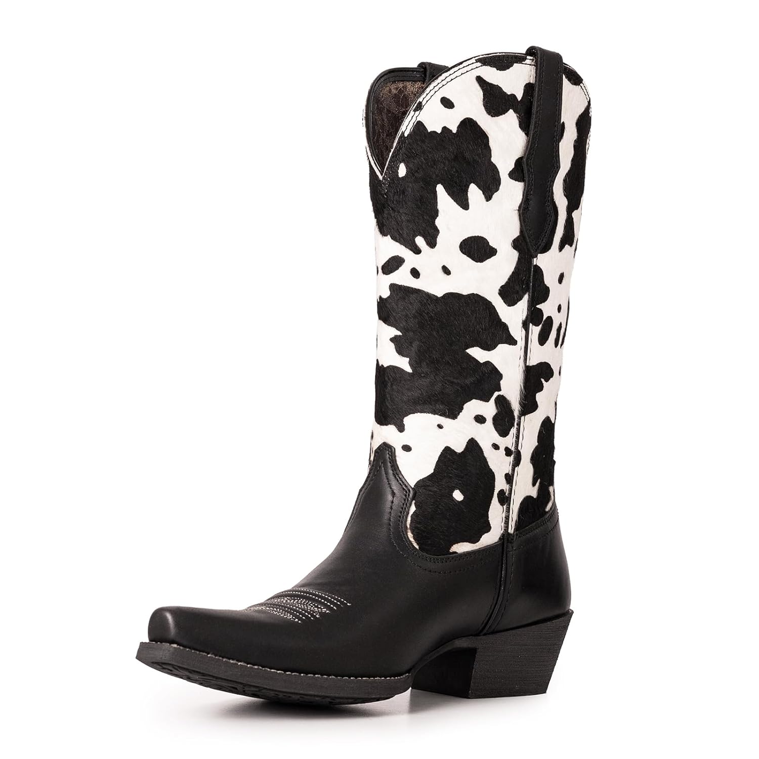 Cow Print Cowboy Boots for Women The Western Wear Fashion Cowgirl Free Birds Country Low Heel Concert Disco