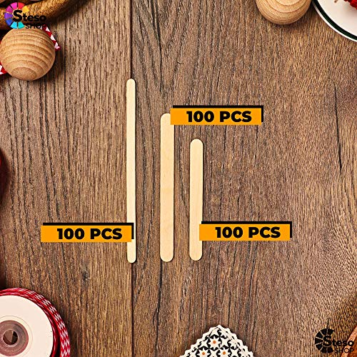 Popsicle Stick Craft Supplies 300Pcs - Premium Quality - Jumbo Craft Bulk Popsicle - Mixed Sizes Assorted Multi Mini Large Wood Stick Strips Wax - Craft For Kids… #TOP5