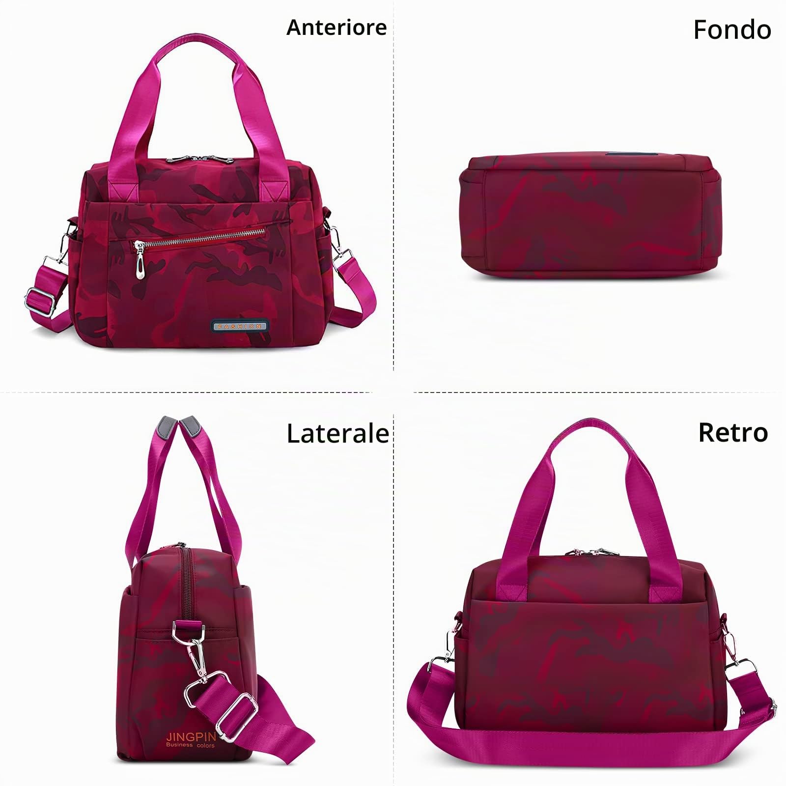 DIRRONA Borsetta da Donna Moda Borsa a Tracolla Nylon Casuale Leggero Borsa a Spalla Donna Viaggiare Lavori Shopping Università Donna Tote Crossbody Bag Tracolla Regolabile