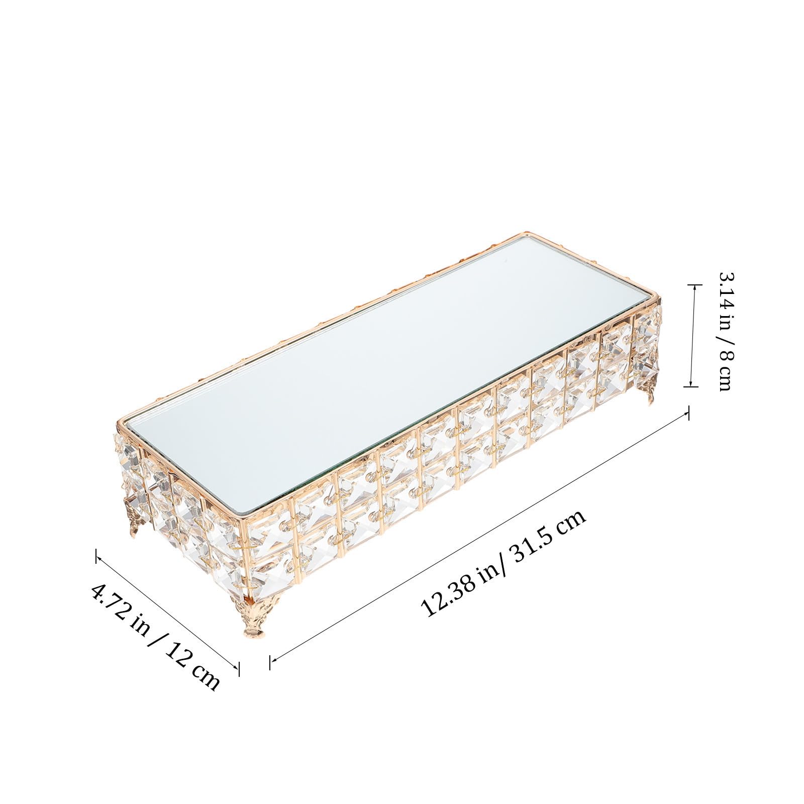 Alzata per Dolci in Ferro e Vetro Design a Specchio, Vassoio Oro per Conservazione e Esposizione di Torte, per Feste e Matrimoni