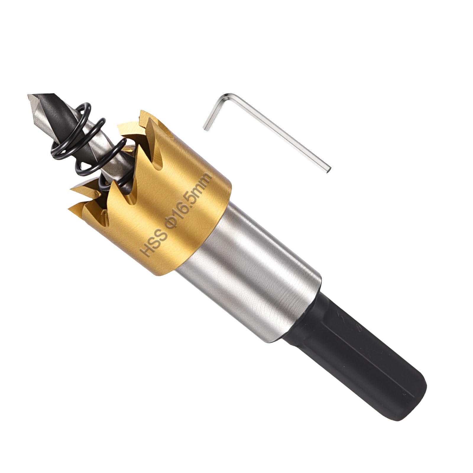 METALLIXITY Hole Saw 16.5mm (21/32"), M35 High Speed Steel Hole Cutter with Center Drill Bit, Hex Key and Spring