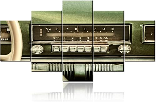 TUMOVO 5 piezas de arte de pared en lienzo con diseño de rock and roll HD impreso, impresiones de pintura para decoración del hogar, retro, vintage,