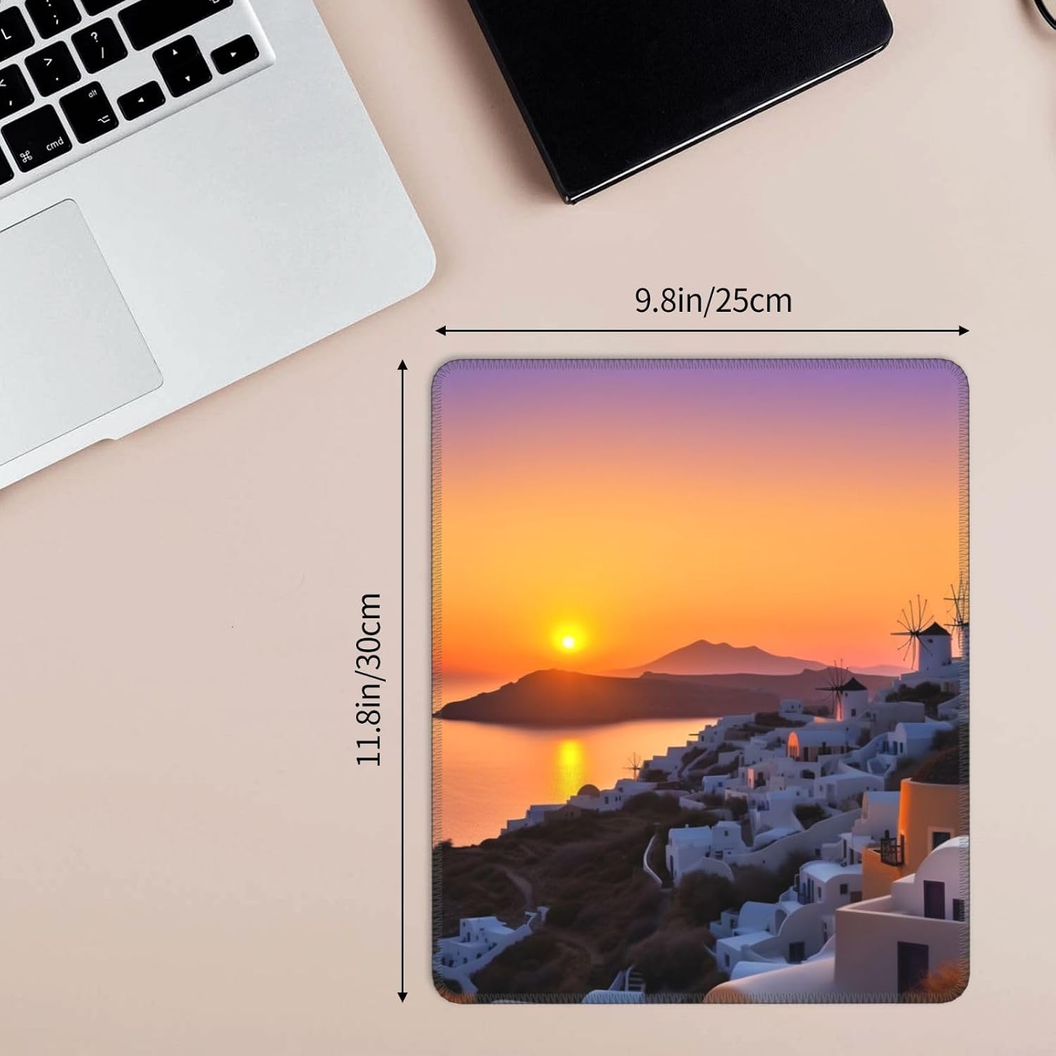 Square Mouse Pad Greece Island Sunset Landscape Mouse Mat with Rubber Base 10 x 12 inch Computer Mouse Pads for Wireless Mouse Non-Slip Mousepad for Laptop Office Desk Accessories Gaming Mousepad image 2