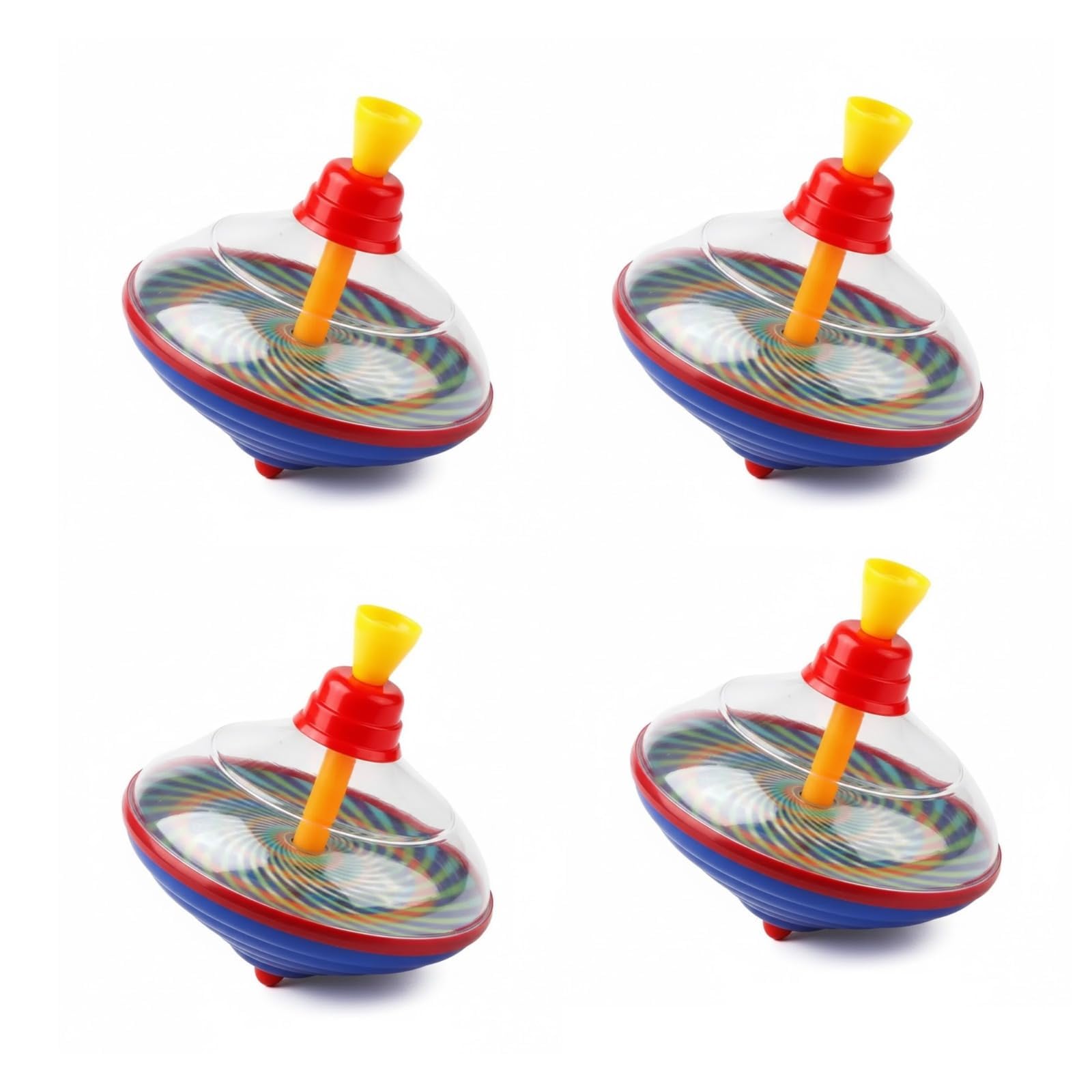 FAMBIZ Spinning Top, Durable, Interactive, Hand Eye Coordination, Colorful, Lightweight, Smooth Finish, Easy to Spin, Multipurpose, Ideal for Learning Balance Motion & Rotational Skills (Pack of 4)