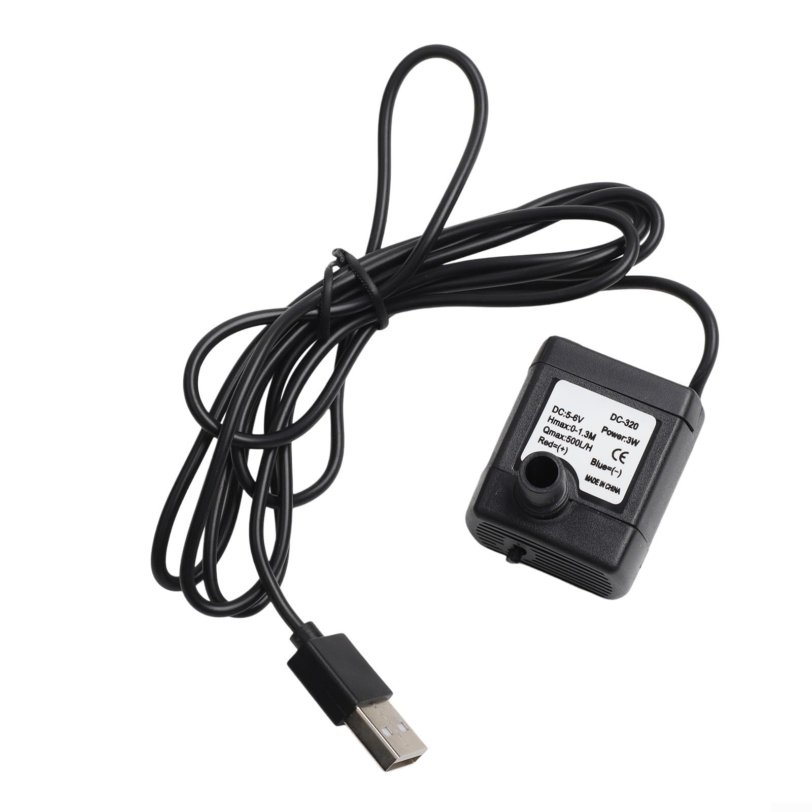 for mini Submersible Pump 3W USB Water Pump 500L/H Quiet Fountain Pump for Aquarium Fish Tank Garden Rockery 43x38mm(Black)