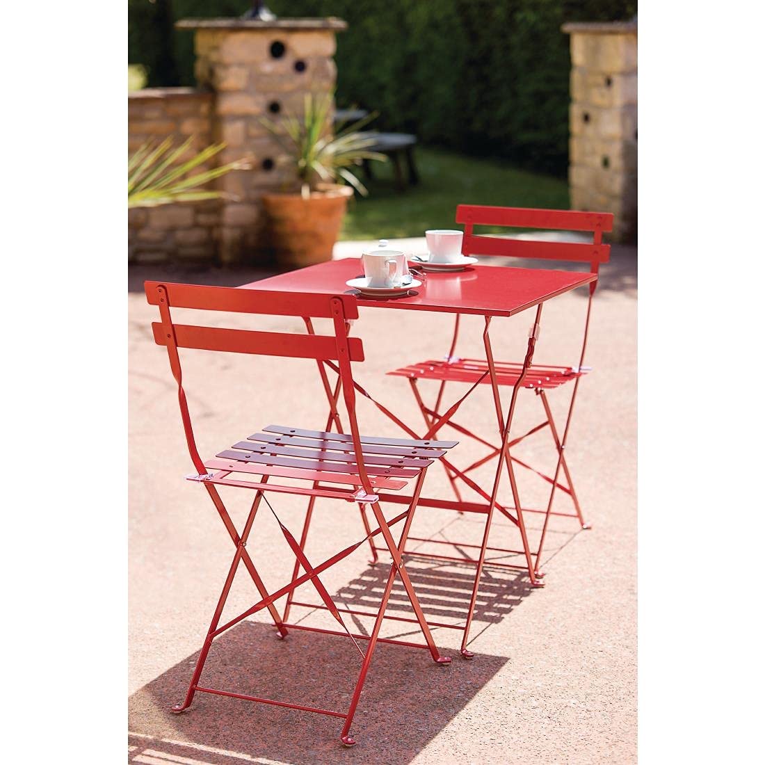 Bolero klappbare Terrassenstühle Stahl rot, 800(H) x 387(W) x 471(D)mm