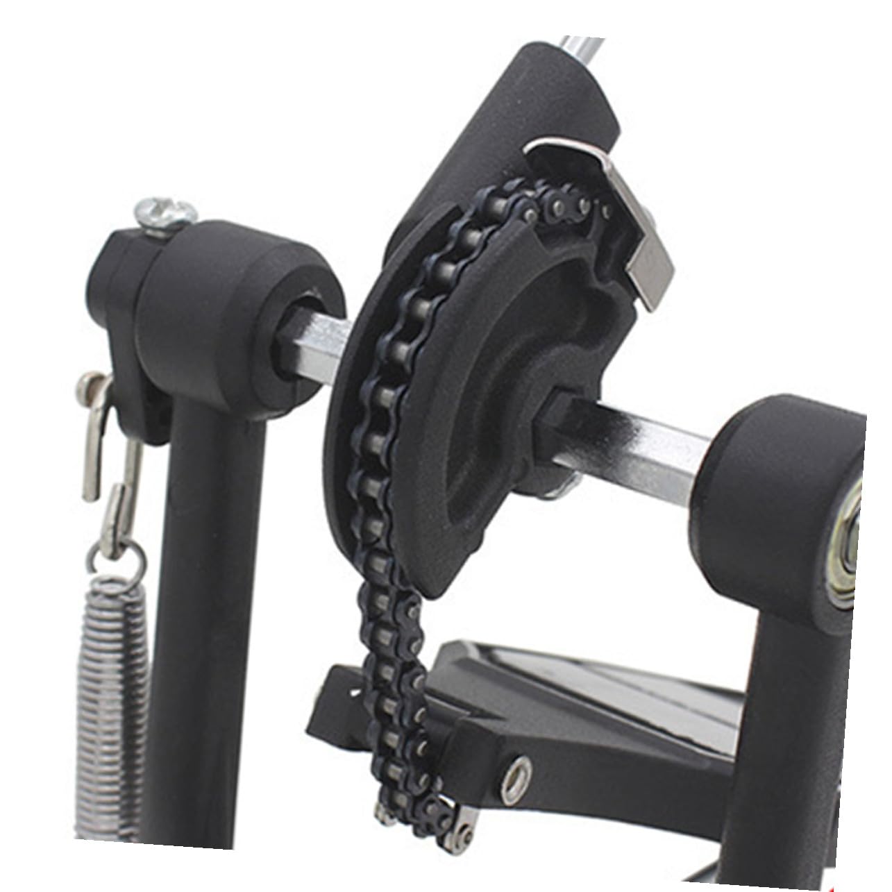 Pedale Singolo Nero per Grancassa Accessorio per Batteria | Lega Zinco Alluminio e Feltro, Struttura Robusta senza Bave, Design Classico