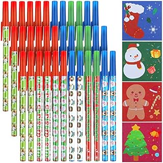 40 Sets Christmas Stick Pens and Sticky Notes, 36 Pieces Holiday Ballpoint Pens and 4 Kinds Christmas Style Self-Stick Notes, Christmas Characters Writing Pens Notepads for Christmas Decoration Party