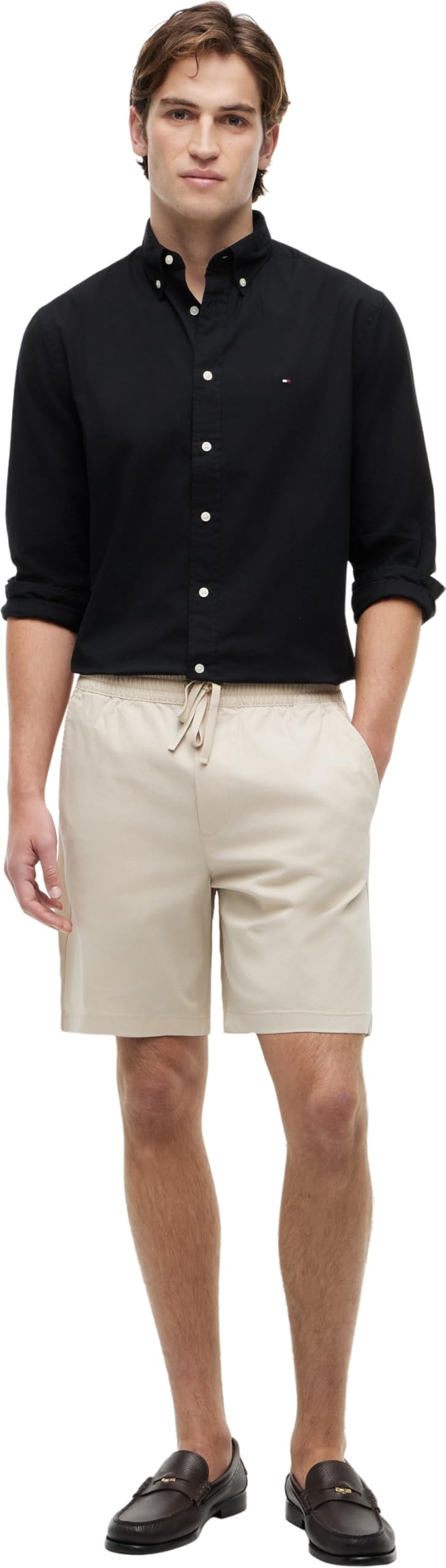 Tommy Hilfiger Męska koszula CORE Flex POPLIN Solid RF MW0MW39988 L/S, czarna, XXL, czarny (czarny), XXL