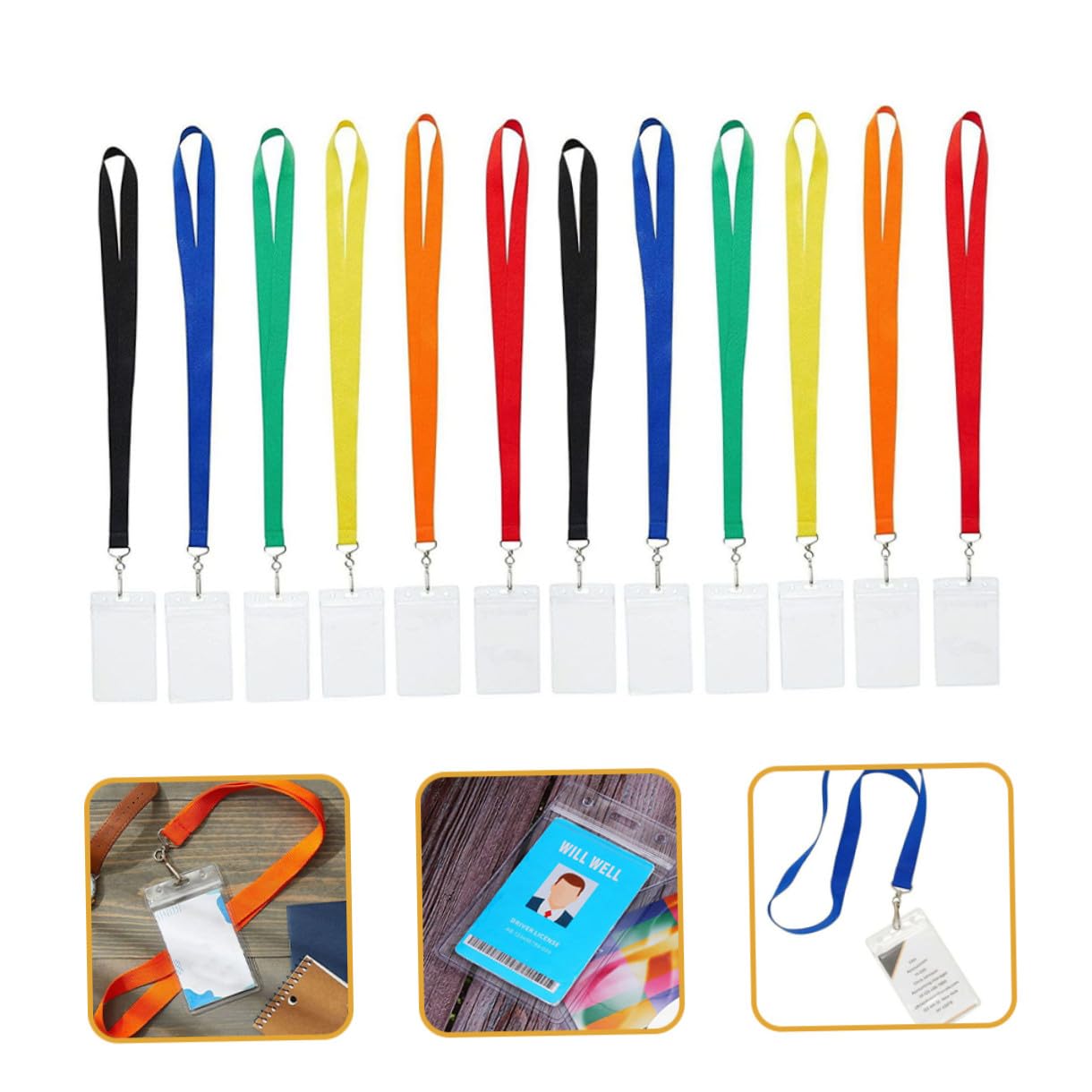 Lurrose 2sätze Tragbarer Wasserdichter Pvc - Mit Lanyard Teiliges Fünf Farben Für Id-karten Schülerausweise Und