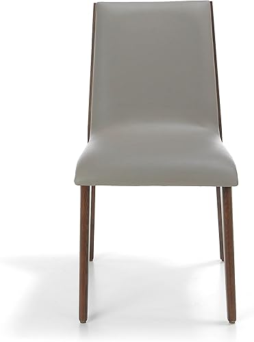 Miniatura 2 de Silla comedor tapizada en polipiel Color visón con estructura y Patas fabricadas en Madera maciza de Fresno Color nogal.