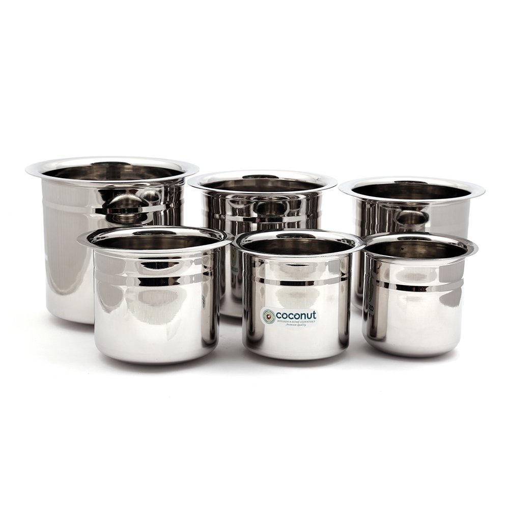 Coconut Stainless Steel Mini Kolga/Deep Tope - 200ml, 300ml, 500ml, 750ml, 1000ml, 1500ml - Milk Container/Oil cotainer/Grocery Container/Fridge Container