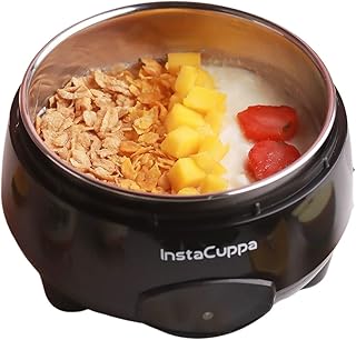 InstaCuppa Automatic Probiotic-Rich Yogurt Maker with Auto Temperature Regulation, Easy To Operate Electric Curd Maker Machine for Home, Premium 304 Stainless Steel Inner Container, 1 Liter, Black