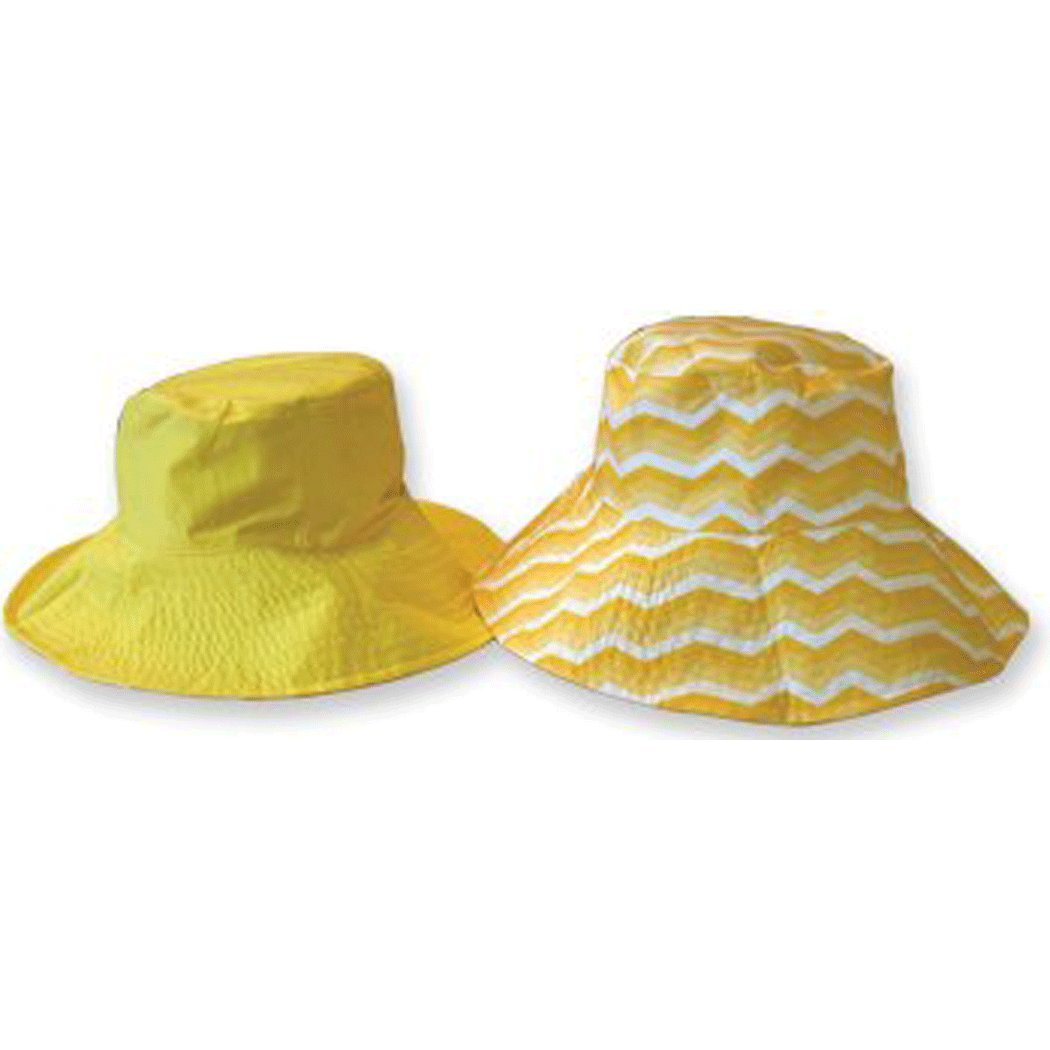 Sun Lily Fashion Flips Reversible Sun Hat with Tote - Womens (Sunshine Chevron) by Fashion Flips