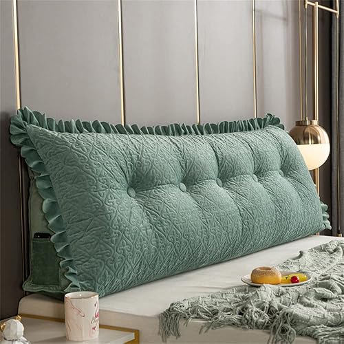 Almohada grande de cuña de lectura, cojín para cabecero de cama, cojín para cama individual, matrimonial, Queen, King, litera, color verde, 59