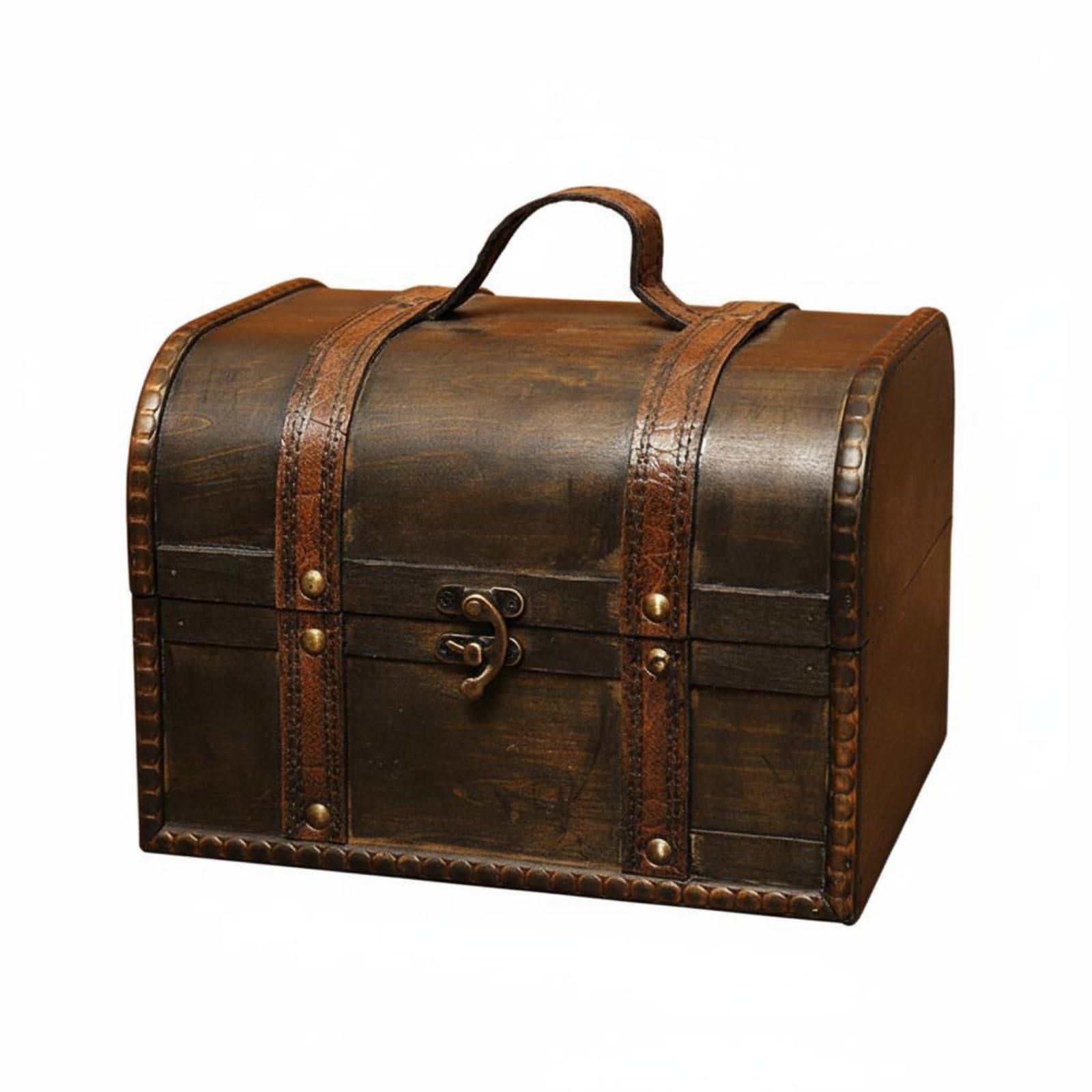 Lockable Wooden Treasure Chest Portable Vintage Wooden Treasure Chest Multi-Purpose Antique Design Storage Trunk Multipurpose for Escape Room Designers, Cosplayers, Kids, Themed Parties, Stage-image-19