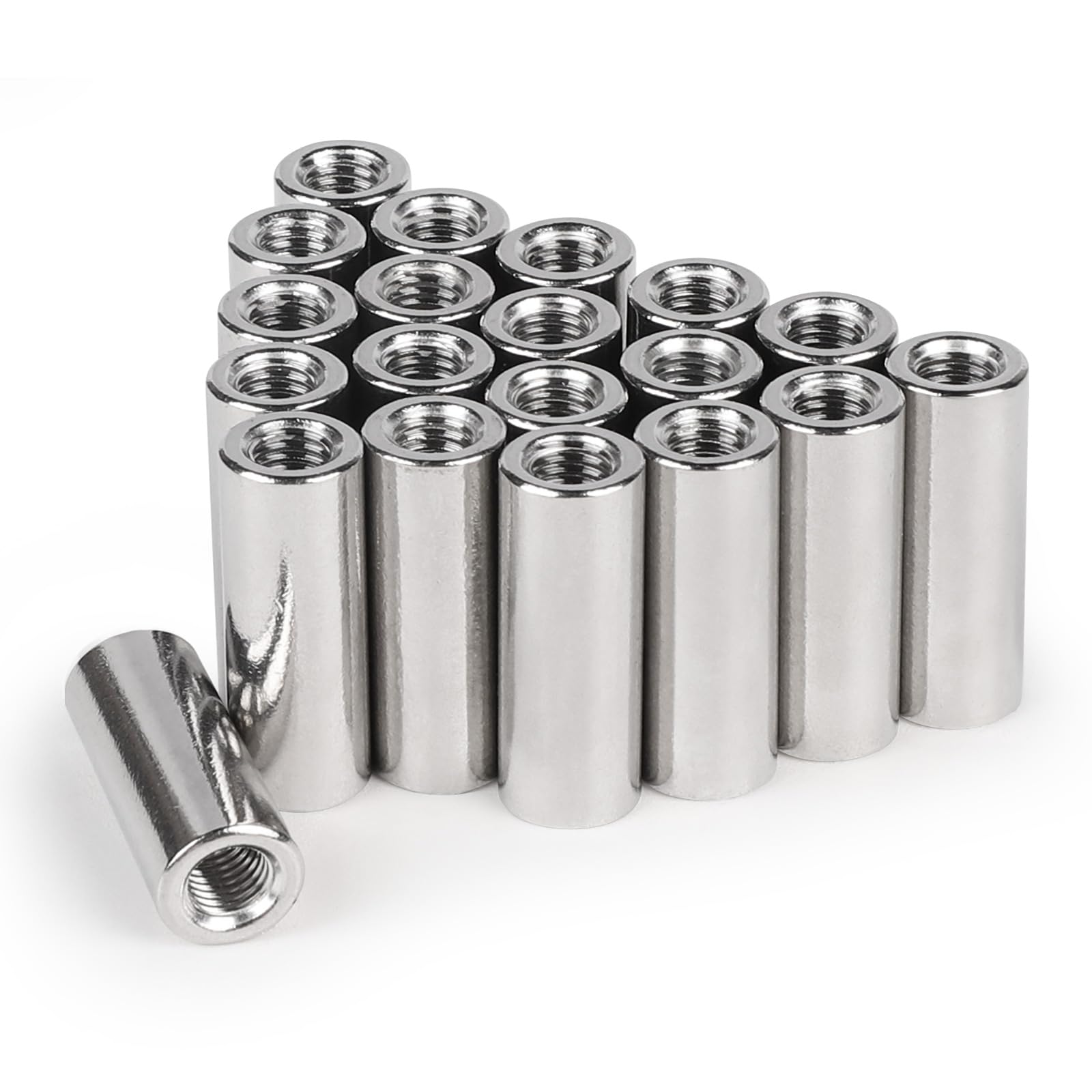 LALAGO 20 piezas Tuercas Largas Roscada Redondas M8 x 30, Manguito Roscado de Acero Inoxidable V2A VA A2, Tuerca Conector Redondas con Rosca Interior, Tuerca Espaciadoras para Repuestos Mantenimiento