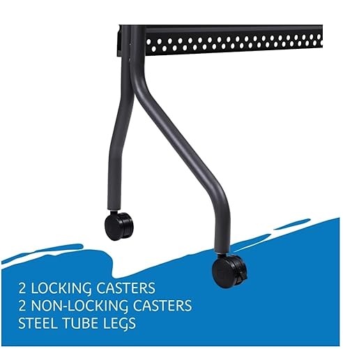 Miniatura 4 de Iceberg OfficeWorks Mesa de entrenamiento móvil con ruedas, gris y carbón, con dos ruedas de bloqueo, 18 pulgadas de profundidad x 60 pulgadas de