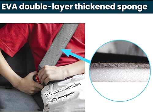 Miniatura 3 de Osilly Almohadillas para cinturón de seguridad de automóvil, paquete de 2 fundas de cuero de fibra para cinturón de seguridad, más comodidad al