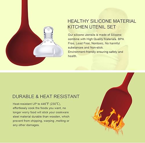 Miniatura 3 de Juego de utensilios de cocina, juego de utensilios de cocina de silicona, utensilios de cocina de silicona antiadherentes, juego de cocina