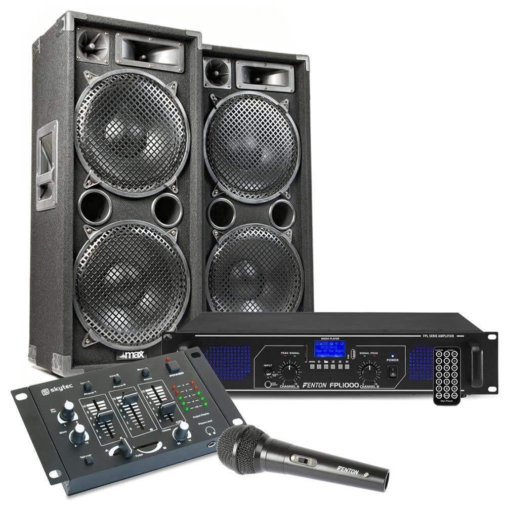 MAX212 Kit Sono DJ, Amplificateur et Table de Mixage - 2800W, Kit Parfait pour Débutant et Professionnels, Idéal pour Animer Vos Soirées Black